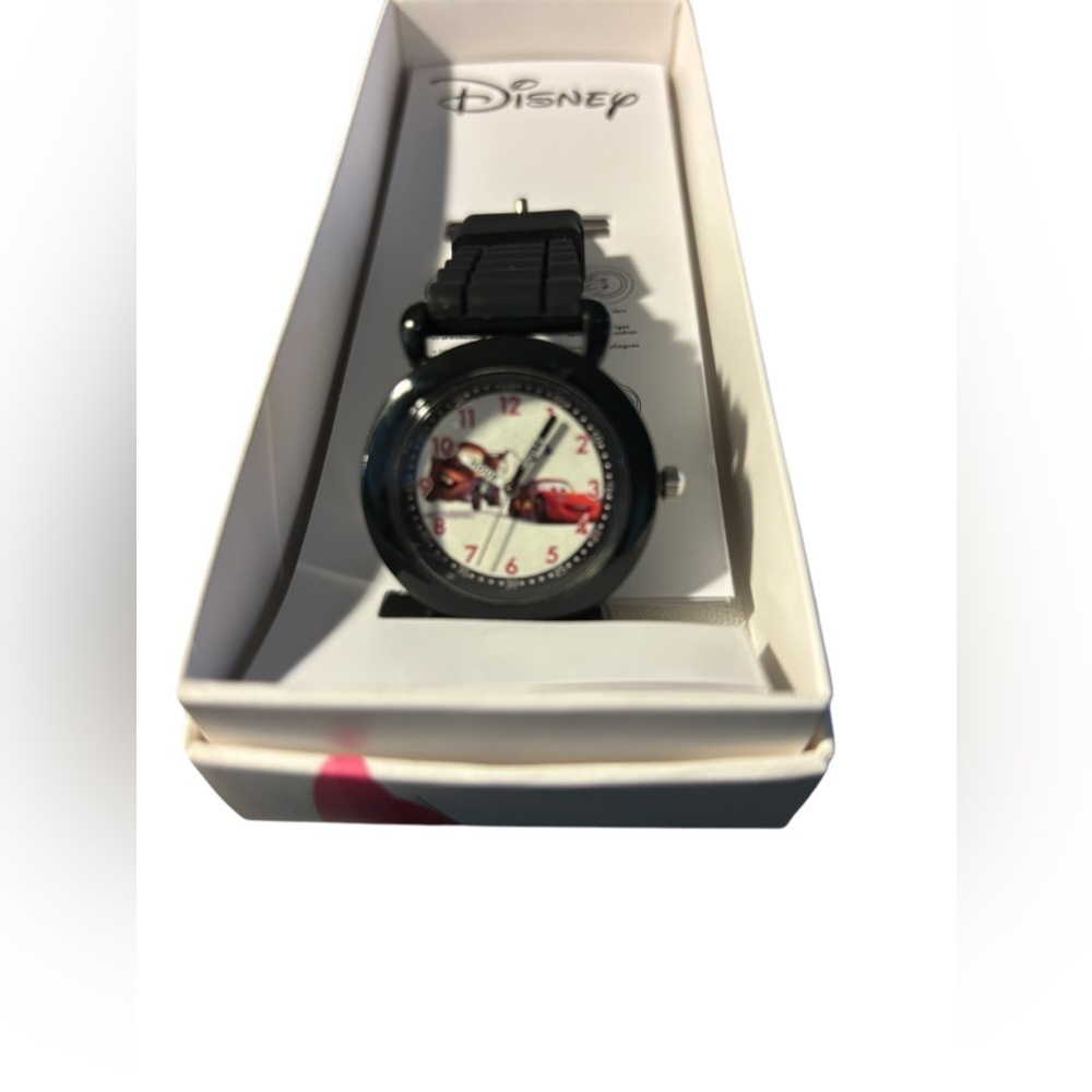 DISNEY Cars Kids' Plastic Time Teacher Analog Quartz Silicone Strap Watch Black